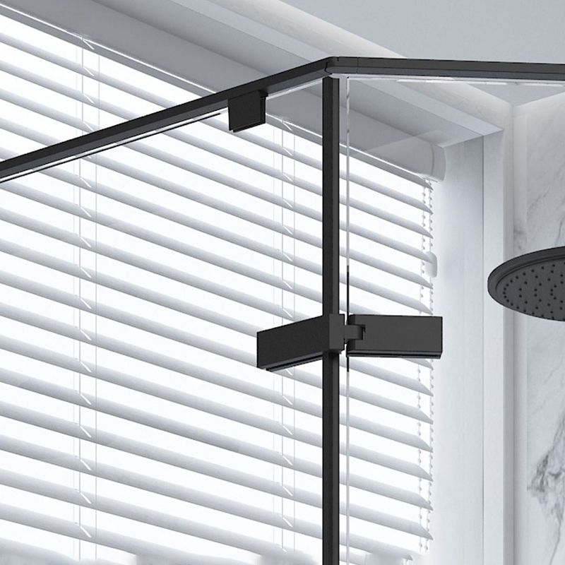 Black Neo-Angle Shower Enclosure Semi Frameless Door Hinged Shower Room Clearhalo 'Bathroom Remodel & Bathroom Fixtures' 'Home Improvement' 'home_improvement' 'home_improvement_shower_stalls_enclosures' 'Shower Stalls & Enclosures' 'shower_stalls_enclosures' 'Showers & Bathtubs' 1200x1200_9f555a19-58e2-4440-ae36-59b565ca249e