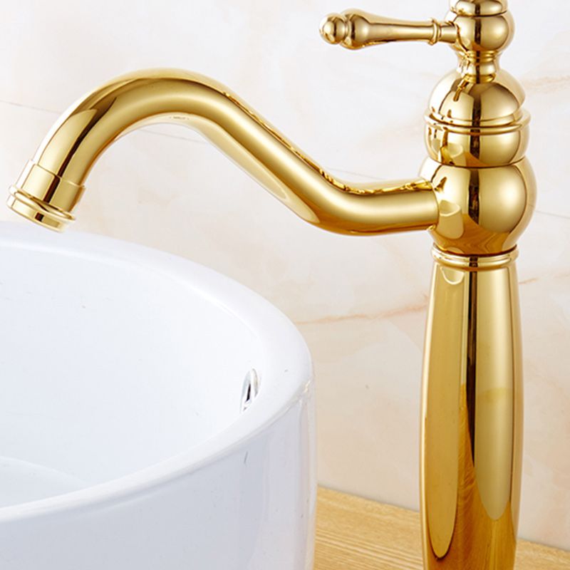 Glam Vessel Faucet Swivel Spout Lever Handle Bathroom Vessel Faucet Clearhalo 'Bathroom Remodel & Bathroom Fixtures' 'Bathroom Sink Faucets' 'Bathroom Sinks & Faucet Components' 'bathroom_sink_faucets' 'Home Improvement' 'home_improvement' 'home_improvement_bathroom_sink_faucets' 1200x1200_9f58196e-6d0d-46cd-bba7-85d73ba57f8d
