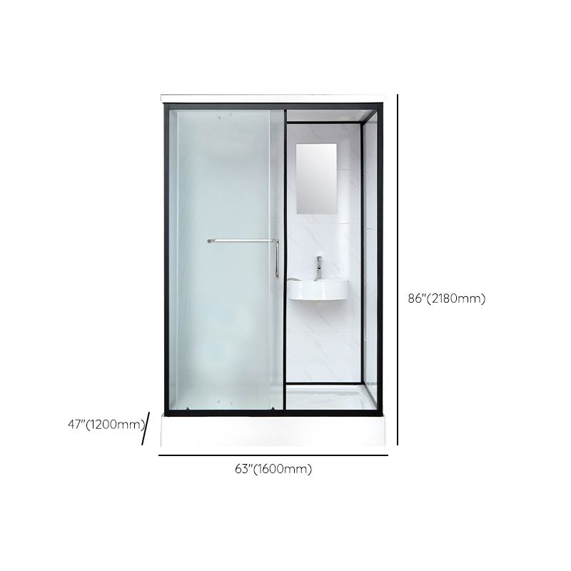Single Sliding Rectangle Shower Kit White Frosted Shower Stall with Shower Tray Clearhalo 'Bathroom Remodel & Bathroom Fixtures' 'Home Improvement' 'home_improvement' 'home_improvement_shower_stalls_enclosures' 'Shower Stalls & Enclosures' 'shower_stalls_enclosures' 'Showers & Bathtubs' 1200x1200_9f595858-9243-41bf-b1a9-024c42517f95