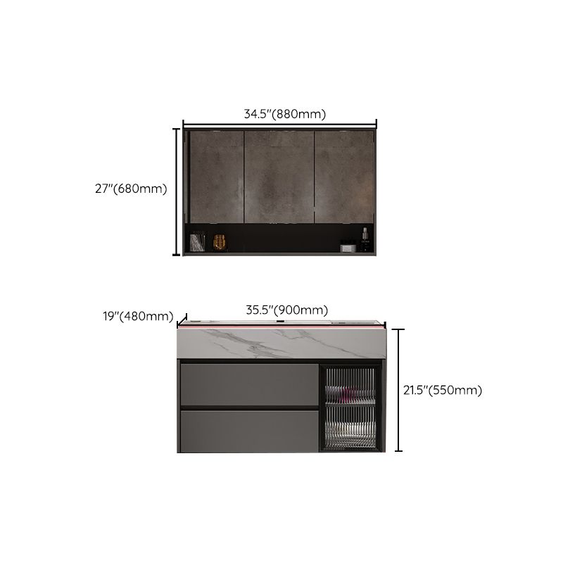 Modern Wall-Mounted Vanity Mirror Cabinet Sink Bathroom Vanity Cabinet Clearhalo 'Bathroom Remodel & Bathroom Fixtures' 'Bathroom Vanities' 'bathroom_vanities' 'Home Improvement' 'home_improvement' 'home_improvement_bathroom_vanities' 1200x1200_9f68ca6f-0351-4320-bb9a-ab9661f8a8bf