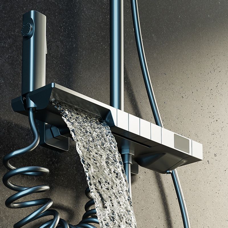Modern Shower System Slide Bar Adjustable Shower Head Wall Mounted Shower Set Clearhalo 'Bathroom Remodel & Bathroom Fixtures' 'Home Improvement' 'home_improvement' 'home_improvement_shower_faucets' 'Shower Faucets & Systems' 'shower_faucets' 'Showers & Bathtubs Plumbing' 'Showers & Bathtubs' 1200x1200_9f6a8991-07e2-4727-8a81-c5964a9781ed