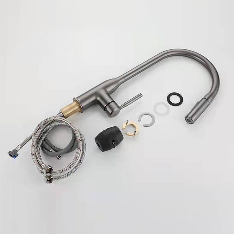 Contemporary Faucet Copper Single Handle High Arc Retractable Faucet for Kitchen Clearhalo 'Home Improvement' 'home_improvement' 'home_improvement_kitchen_faucets' 'Kitchen Faucets' 'Kitchen Remodel & Kitchen Fixtures' 'Kitchen Sinks & Faucet Components' 'kitchen_faucets' 1200x1200_9f6b0e3b-b459-4d80-9c4c-5abb12a1a08a