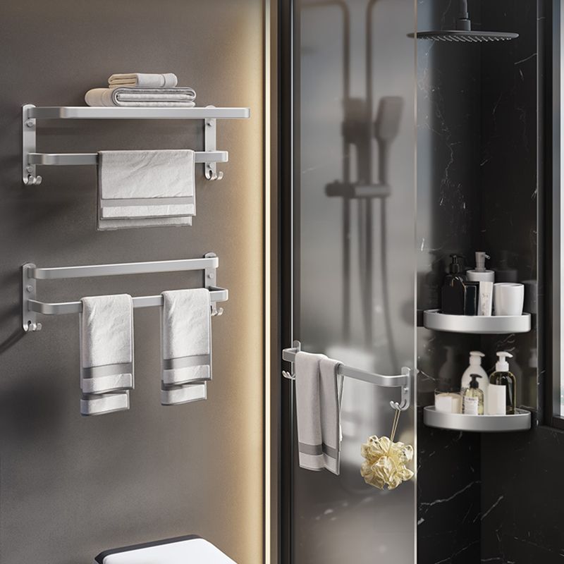 Minimalism Bathroom Hardware Set Stainless Steel Robe Hooks/Towel Bar & Bath Shelf Clearhalo 'Bathroom Hardware Sets' 'Bathroom Hardware' 'Bathroom Remodel & Bathroom Fixtures' 'bathroom_hardware_sets' 'Home Improvement' 'home_improvement' 'home_improvement_bathroom_hardware_sets' 1200x1200_9f89324f-f0a1-419e-a502-7a43c97a1f58