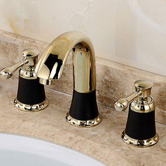 Glam Style Faucet Widespread Sink Faucet with 2 Lever Handles Clearhalo 'Bathroom Remodel & Bathroom Fixtures' 'Bathroom Sink Faucets' 'Bathroom Sinks & Faucet Components' 'bathroom_sink_faucets' 'Home Improvement' 'home_improvement' 'home_improvement_bathroom_sink_faucets' 1200x1200_9fa21a30-74c6-43a2-bbe4-449566d56e0c
