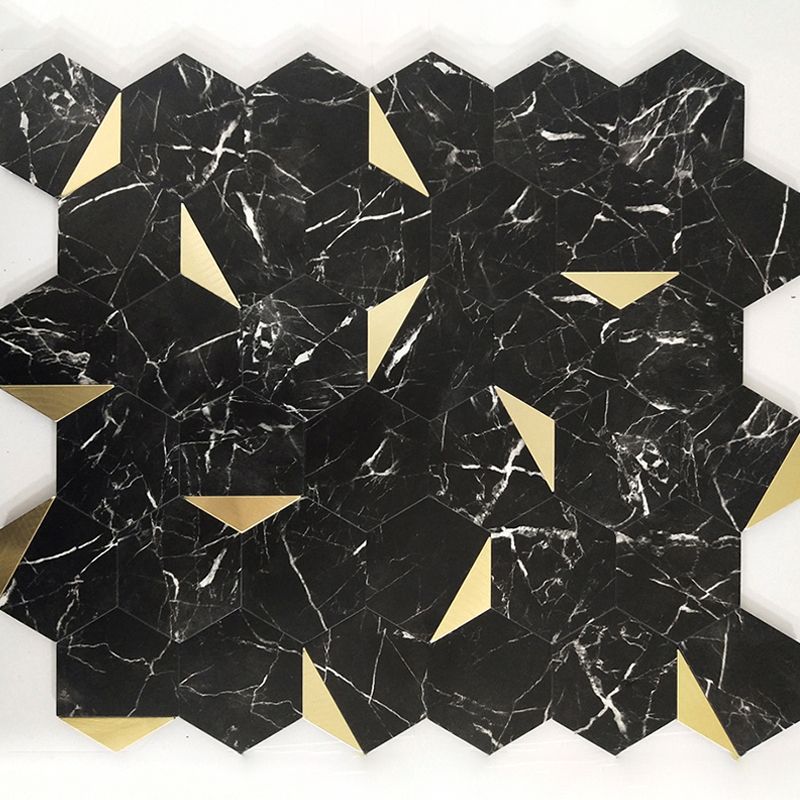 Hexagonal Mosaic Tile Metal Peel and Stick Tiles for Kitchen and Bathroom, 11.8"x 11.8" Clearhalo 'Flooring 'Home Improvement' 'home_improvement' 'home_improvement_peel_stick_blacksplash' 'Peel & Stick Backsplash Tile' 'peel_stick_blacksplash' 'Walls & Ceilings' Walls and Ceiling' 1200x1200_9fa6229f-c994-4912-be39-930a960dc2a3