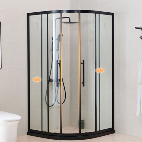 Round Framed Double Sliding Shower Enclosure with Fixed Panel Clearhalo 'Bathroom Remodel & Bathroom Fixtures' 'Home Improvement' 'home_improvement' 'home_improvement_shower_stalls_enclosures' 'Shower Stalls & Enclosures' 'shower_stalls_enclosures' 'Showers & Bathtubs' 1200x1200_9fab81b5-6fea-4efa-ba5a-e428108afa9c