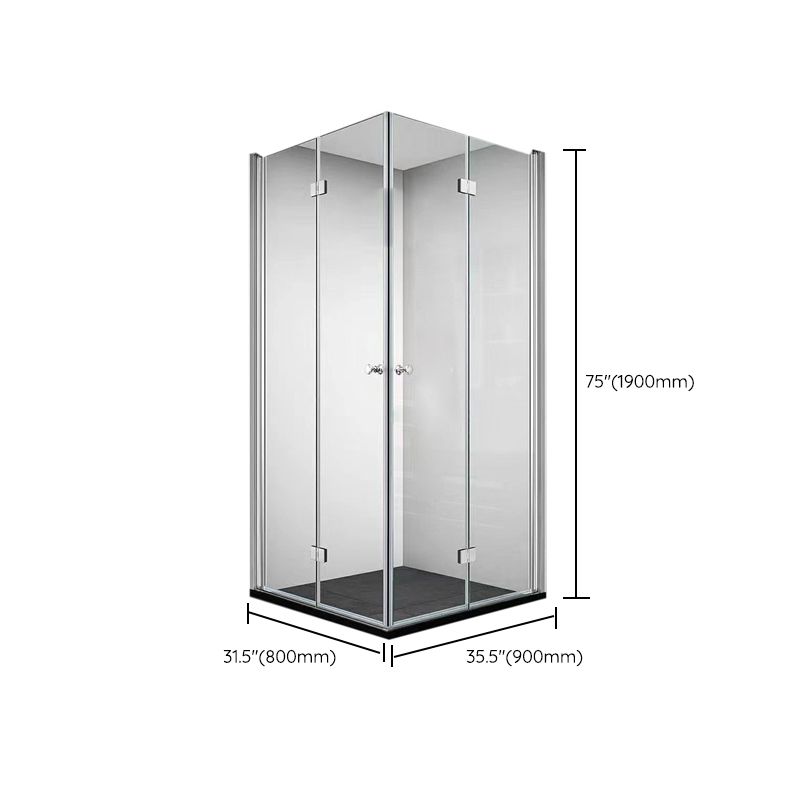 Frameless Folding Tempered Glass Shower Door with Thickened 304 Stainless Steel Fittings Clearhalo 'Bathroom Remodel & Bathroom Fixtures' 'Home Improvement' 'home_improvement' 'home_improvement_shower_tub_doors' 'Shower and Tub Doors' 'shower_tub_doors' 'Showers & Bathtubs' 1200x1200_9fb471fe-aeea-400b-9970-5f6f5a6a1555