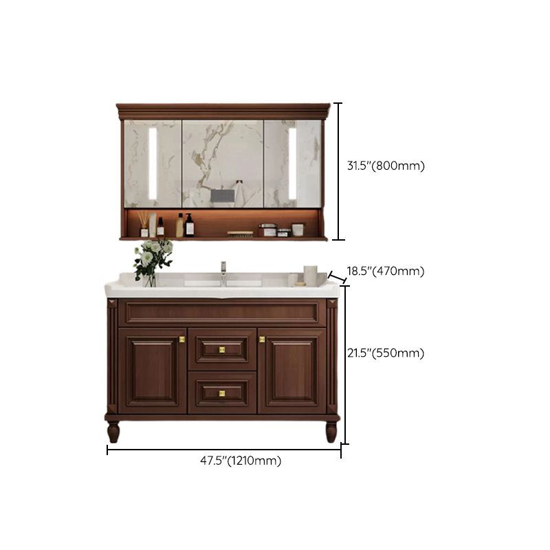 Bathroom Vanity Set Mirror Storage Shelf Ceramic Sink 2 Doors Sink Vanity with Faucet Clearhalo 'Bathroom Remodel & Bathroom Fixtures' 'Bathroom Vanities' 'bathroom_vanities' 'Home Improvement' 'home_improvement' 'home_improvement_bathroom_vanities' 1200x1200_9fbbc2b5-84d2-426e-be4b-131f8f07b558