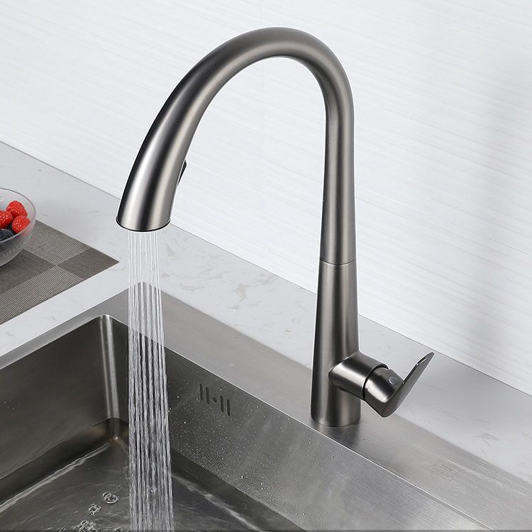 Contemporary Faucet Stainless Steel Single Handle High Arc Faucet for Kitchen Clearhalo 'Home Improvement' 'home_improvement' 'home_improvement_kitchen_faucets' 'Kitchen Faucets' 'Kitchen Remodel & Kitchen Fixtures' 'Kitchen Sinks & Faucet Components' 'kitchen_faucets' 1200x1200_9fc51723-3aa9-4108-ada9-1a18b05c64aa