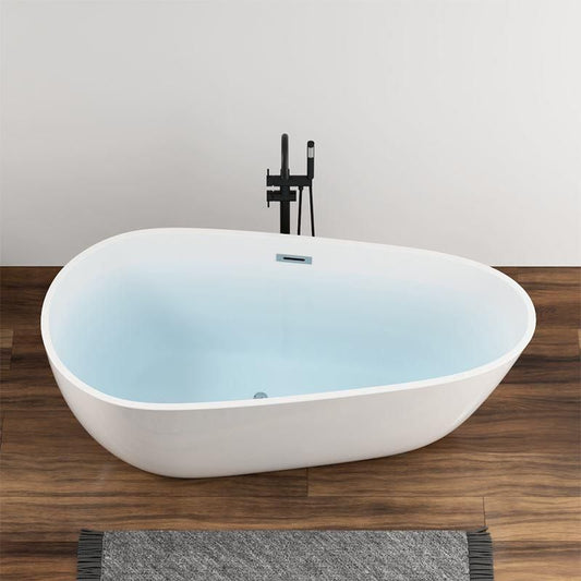 Modern Acrylic Bathtub Freestanding Soaking Bathtub with Drain Bathtub and Overflow Hole Clearhalo 'Bathroom Remodel & Bathroom Fixtures' 'Bathtubs' 'Home Improvement' 'home_improvement' 'home_improvement_bathtubs' 'Showers & Bathtubs' 1200x1200_9fe0d3c4-b8f3-4d70-972f-e3bf6b04aba0
