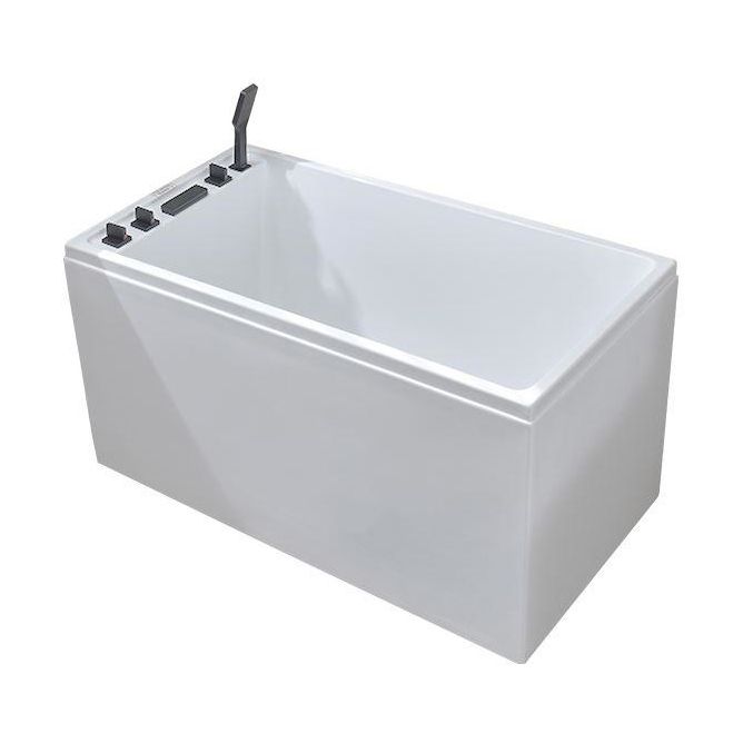 Freestanding Modern Bath Back to Wall White Soaking Acrylic Bathtub Clearhalo 'Bathroom Remodel & Bathroom Fixtures' 'Bathtubs' 'Home Improvement' 'home_improvement' 'home_improvement_bathtubs' 'Showers & Bathtubs' 1200x1200_a0069b0f-8f64-47d3-a1a3-37598c1b3833