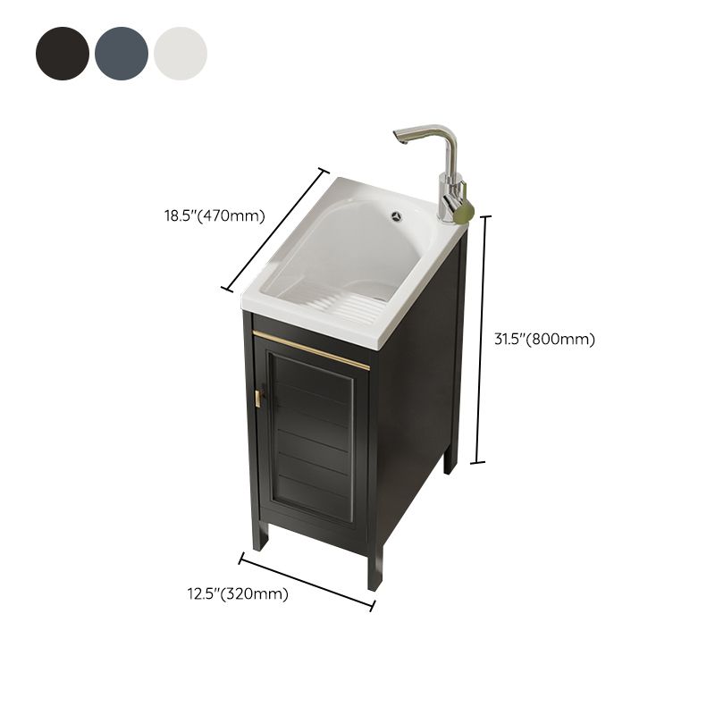 Glam Freestanding Vanity Single Sink Metal Frame Rectangular Faucet Vanity with Door Clearhalo 'Bathroom Remodel & Bathroom Fixtures' 'Bathroom Vanities' 'bathroom_vanities' 'Home Improvement' 'home_improvement' 'home_improvement_bathroom_vanities' 1200x1200_a010f6b0-870a-4acb-9469-b236386fc376