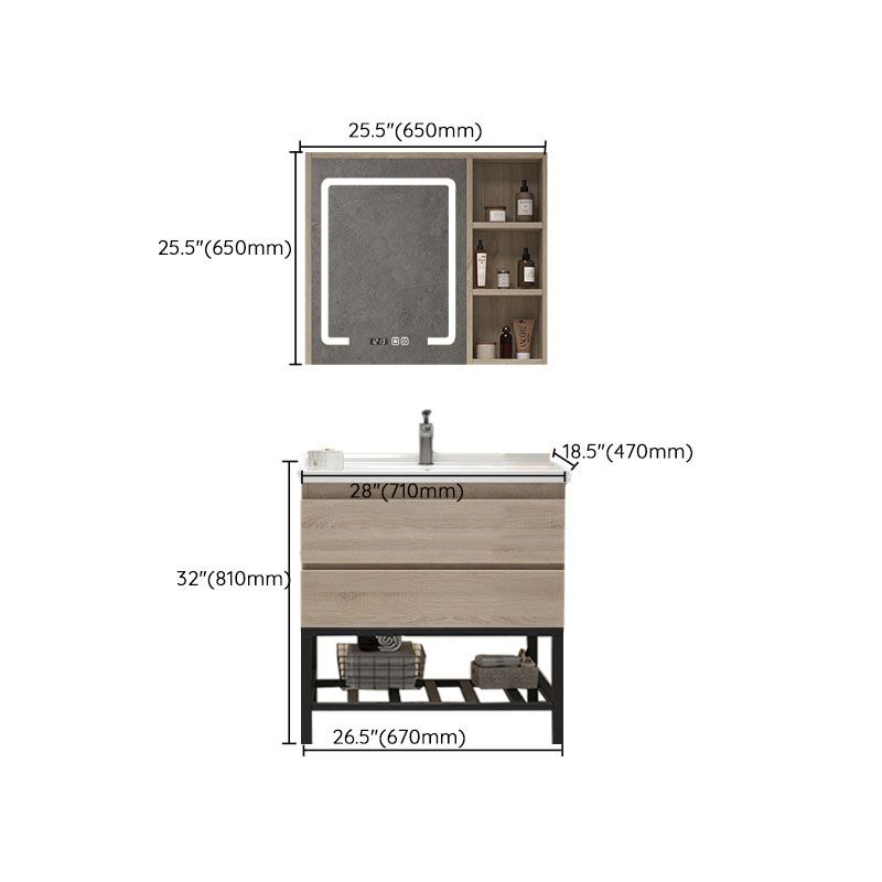 Wall-Mounted Bath Vanity Single Sink Door Rectangle Mirror Bathroom Vanity with Drawers Clearhalo 'Bathroom Remodel & Bathroom Fixtures' 'Bathroom Vanities' 'bathroom_vanities' 'Home Improvement' 'home_improvement' 'home_improvement_bathroom_vanities' 1200x1200_a02a1f4e-c9e7-434a-bee1-99a1b9c496f5