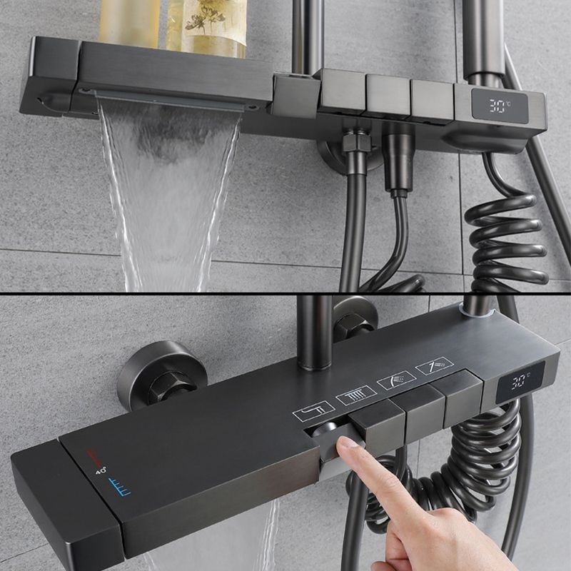 Modern Shower Trim Brass Adjustable Shower Head Wall Mounted Shower Head Combo Clearhalo 'Bathroom Remodel & Bathroom Fixtures' 'Home Improvement' 'home_improvement' 'home_improvement_shower_faucets' 'Shower Faucets & Systems' 'shower_faucets' 'Showers & Bathtubs Plumbing' 'Showers & Bathtubs' 1200x1200_a0392732-500d-46fd-800f-680166025e13