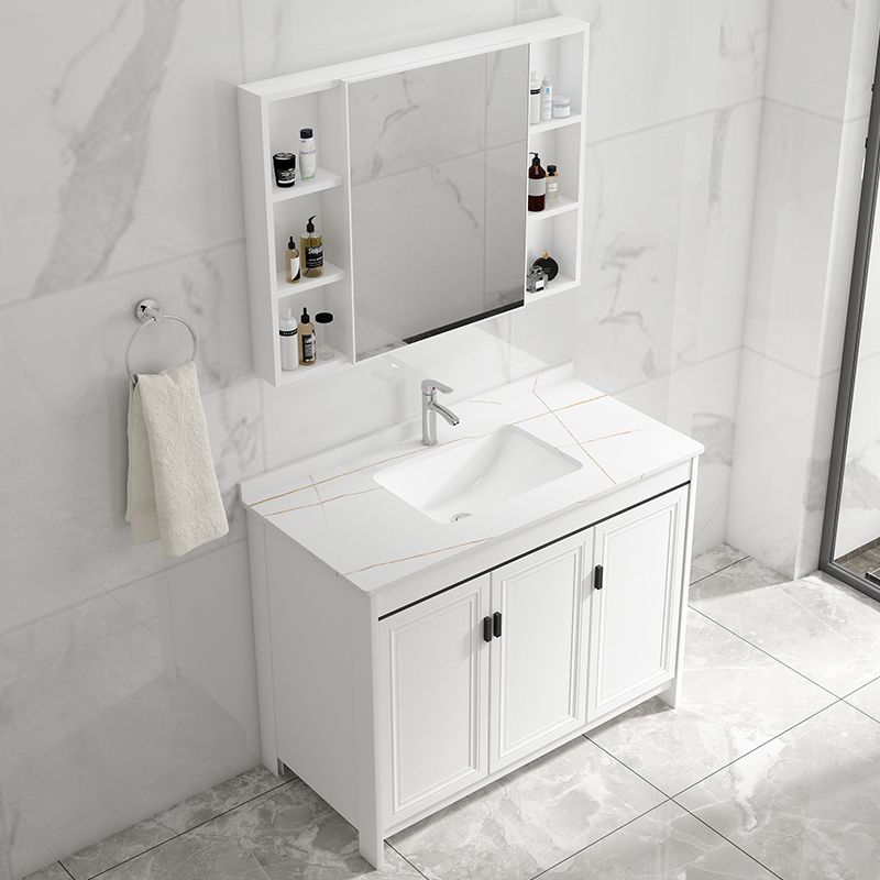 Freestanding Bathroom Vanity Single Sink White Modern Rectangular Vanity Set Clearhalo 'Bathroom Remodel & Bathroom Fixtures' 'Bathroom Vanities' 'bathroom_vanities' 'Home Improvement' 'home_improvement' 'home_improvement_bathroom_vanities' 1200x1200_a039378e-7c47-40be-9cf5-de9abd7fbda4