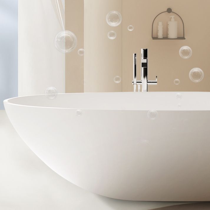Oval Stand Alone Bath Soaking Acrylic White Modern Back to Wall Bathtub Clearhalo 'Bathroom Remodel & Bathroom Fixtures' 'Bathtubs' 'Home Improvement' 'home_improvement' 'home_improvement_bathtubs' 'Showers & Bathtubs' 1200x1200_a057f75f-6e66-43fa-9b6c-ac7af57e08db