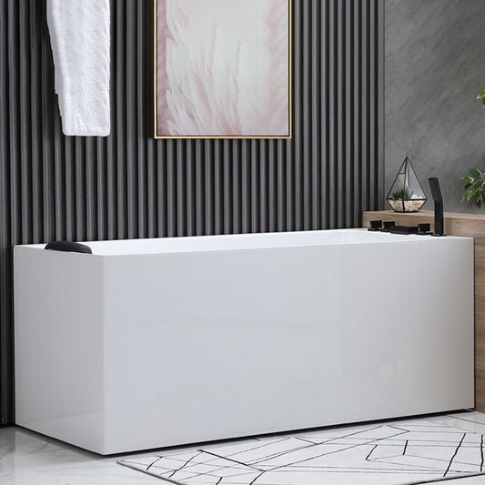 Acrylic Soaking Tub with Left Drain in White Rectangle Freestanding Bathtub Clearhalo 'Bathroom Remodel & Bathroom Fixtures' 'Bathtubs' 'Home Improvement' 'home_improvement' 'home_improvement_bathtubs' 'Showers & Bathtubs' 1200x1200_a0719753-76b3-4ac5-8687-8942e6a956cb