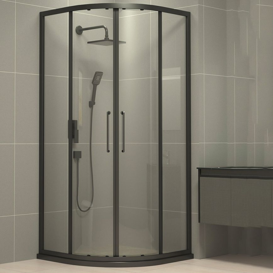 Framed Double Sliding Shower Enclosure Round Shower Enclosure Clearhalo 'Bathroom Remodel & Bathroom Fixtures' 'Home Improvement' 'home_improvement' 'home_improvement_shower_stalls_enclosures' 'Shower Stalls & Enclosures' 'shower_stalls_enclosures' 'Showers & Bathtubs' 1200x1200_a089b2a4-d63f-4f3d-87bb-d4272a771529