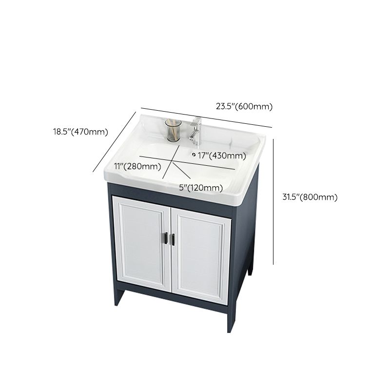 Mirror Bathroom Vanity Freestanding Rectangular Single Sink Metal Frame Vanity with Doors Clearhalo 'Bathroom Remodel & Bathroom Fixtures' 'Bathroom Vanities' 'bathroom_vanities' 'Home Improvement' 'home_improvement' 'home_improvement_bathroom_vanities' 1200x1200_a08d1a07-c000-4b9f-8678-9a655c3d686c