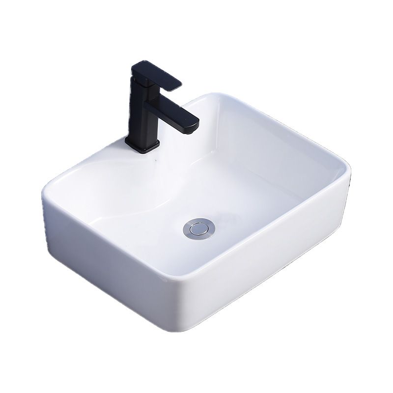 Modern Bathroom Sink Ceramic Rectangular White with Single Faucet Hole Vessel Sink Clearhalo 'Bathroom Remodel & Bathroom Fixtures' 'Bathroom Sinks & Faucet Components' 'Bathroom Sinks' 'bathroom_sink' 'Home Improvement' 'home_improvement' 'home_improvement_bathroom_sink' 1200x1200_a0a02338-2024-46a5-a90d-c645903337d4