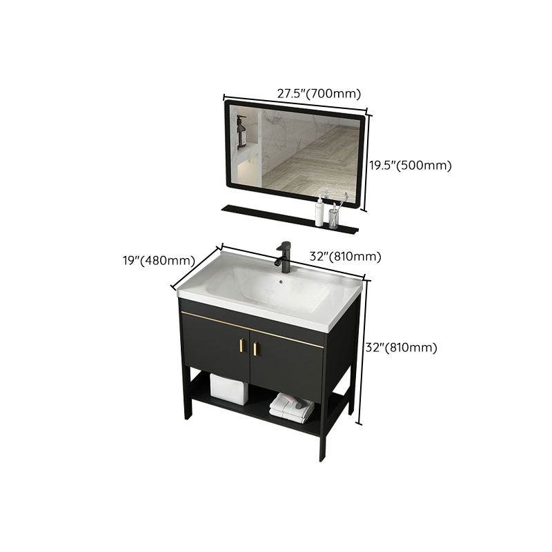 Freestanding Metal Mirror Included Sink Vanity with Sink for Bathroom Clearhalo 'Bathroom Remodel & Bathroom Fixtures' 'Bathroom Vanities' 'bathroom_vanities' 'Home Improvement' 'home_improvement' 'home_improvement_bathroom_vanities' 1200x1200_a0b5e415-3d46-4563-9878-0f1c13da83c4