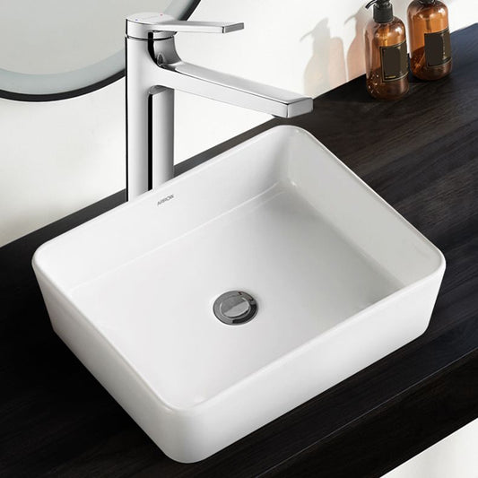 Modern Bathroom Sink Porcelain Square Vessel Lavatory Sink with Pop-Up Drain Clearhalo 'Bathroom Remodel & Bathroom Fixtures' 'Bathroom Sinks & Faucet Components' 'Bathroom Sinks' 'bathroom_sink' 'Home Improvement' 'home_improvement' 'home_improvement_bathroom_sink' 1200x1200_a0b7c6a0-3d8d-42ab-86bc-85345fc6226b