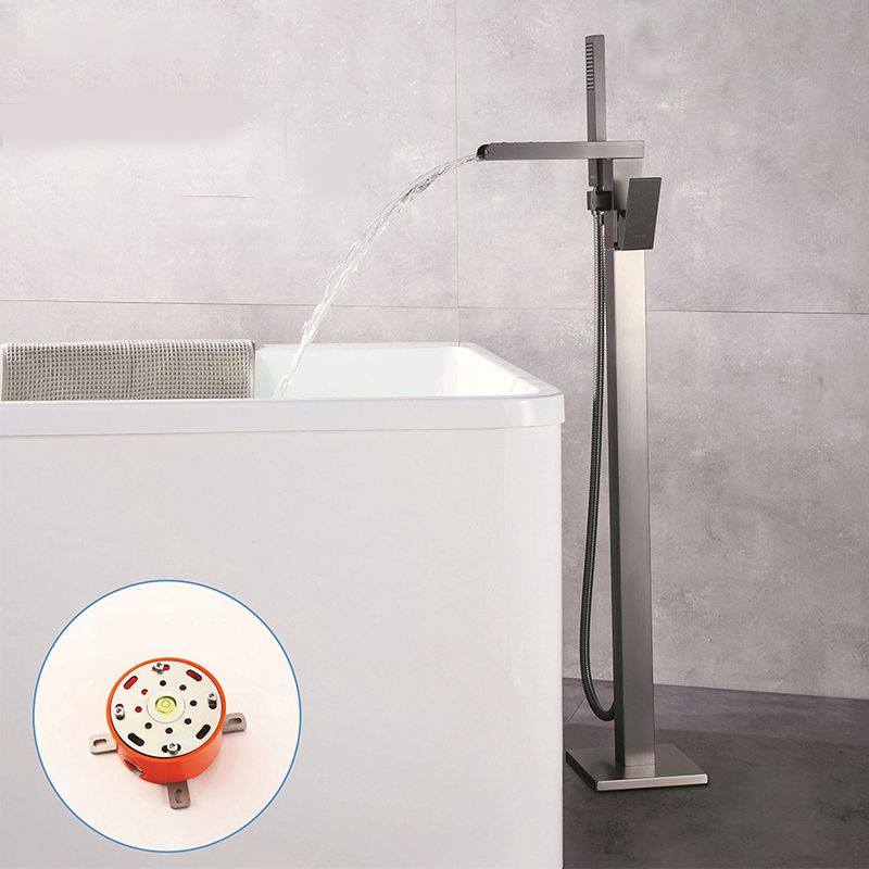 Modern Floor Standing Rod Handle Handheld Shower Head Bathtub Faucet Clearhalo 'Bathroom Remodel & Bathroom Fixtures' 'Bathtub Faucets' 'bathtub_faucets' 'Home Improvement' 'home_improvement' 'home_improvement_bathtub_faucets' 1200x1200_a0b8633a-81d0-4098-8dd0-c4d063ce10f4