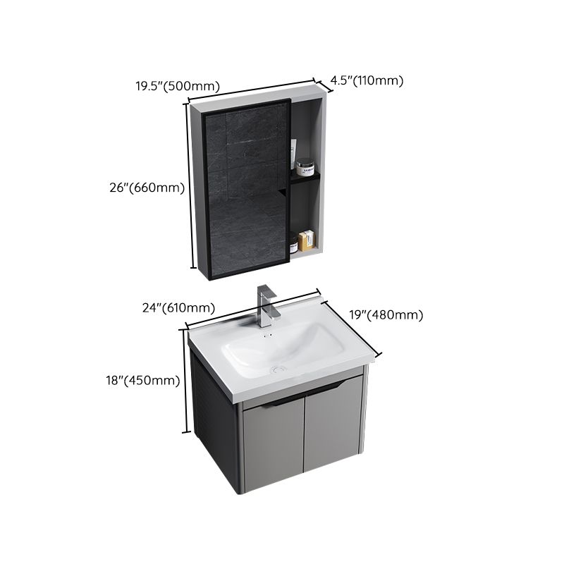 Single Sink Modern Bathroom Vanity Gray Metal Frame Rectangular Vanity Set Clearhalo 'Bathroom Remodel & Bathroom Fixtures' 'Bathroom Vanities' 'bathroom_vanities' 'Home Improvement' 'home_improvement' 'home_improvement_bathroom_vanities' 1200x1200_a0ba48b1-6f1d-497b-85d2-42aeb065d078