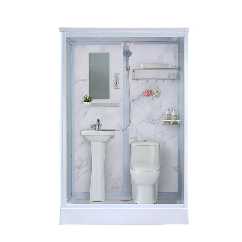 Framed Tempered Glass Shower kit with Base Included Framed Shower Stall in White Clearhalo 'Bathroom Remodel & Bathroom Fixtures' 'Home Improvement' 'home_improvement' 'home_improvement_shower_stalls_enclosures' 'Shower Stalls & Enclosures' 'shower_stalls_enclosures' 'Showers & Bathtubs' 1200x1200_a0dfcdaa-61d0-4f9d-8123-56f5250f3524