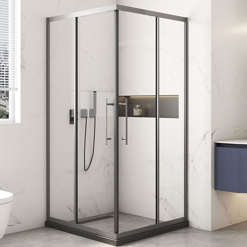 Black Framed Shower Doors Double Sliding Tempered Shower Bath Door Clearhalo 'Bathroom Remodel & Bathroom Fixtures' 'Home Improvement' 'home_improvement' 'home_improvement_shower_tub_doors' 'Shower and Tub Doors' 'shower_tub_doors' 'Showers & Bathtubs' 1200x1200_a10511a4-ac6e-423b-8027-dfeac50ad6c6
