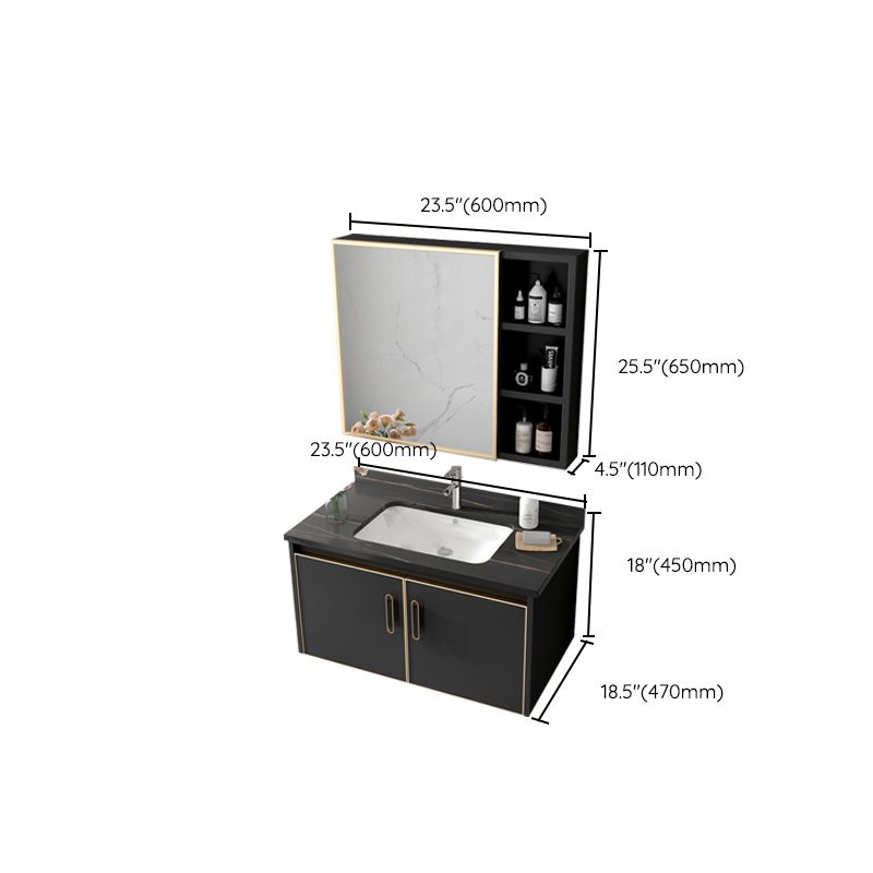 Glam Single Sink Vanity Metal Frame Rectangular Wall Mount Bath Vanity Clearhalo 'Bathroom Remodel & Bathroom Fixtures' 'Bathroom Vanities' 'bathroom_vanities' 'Home Improvement' 'home_improvement' 'home_improvement_bathroom_vanities' 1200x1200_a11562f4-046e-4be9-ace8-e945be16216a