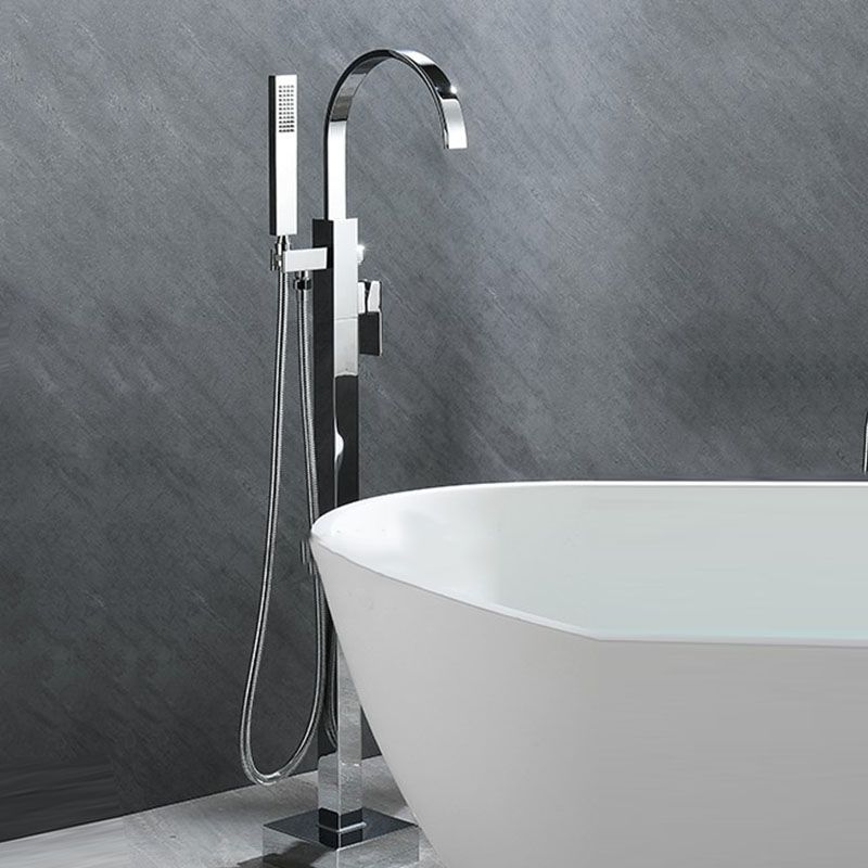 Modern Faucet Free Standing Rod Handle Tube Handheld Shower Head Bathtub Faucet Clearhalo 'Bathroom Remodel & Bathroom Fixtures' 'Bathtub Faucets' 'bathtub_faucets' 'Home Improvement' 'home_improvement' 'home_improvement_bathtub_faucets' 1200x1200_a11c5a4f-38b1-4398-b85d-04530d51784e