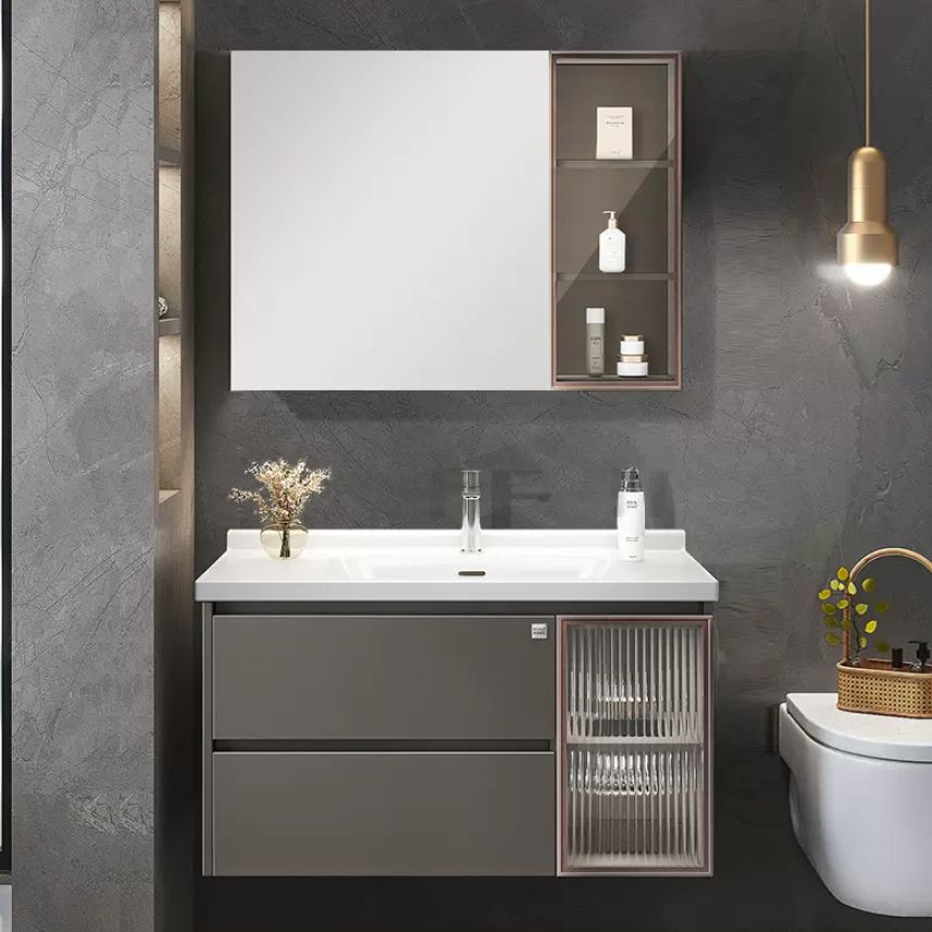 Rectangular Vanity Set Modern Ceramic Top Single-Sink Wall Mount Bath Vanity Clearhalo 'Bathroom Remodel & Bathroom Fixtures' 'Bathroom Vanities' 'bathroom_vanities' 'Home Improvement' 'home_improvement' 'home_improvement_bathroom_vanities' 1200x1200_a125a51a-180e-41f4-868a-7017017dd079