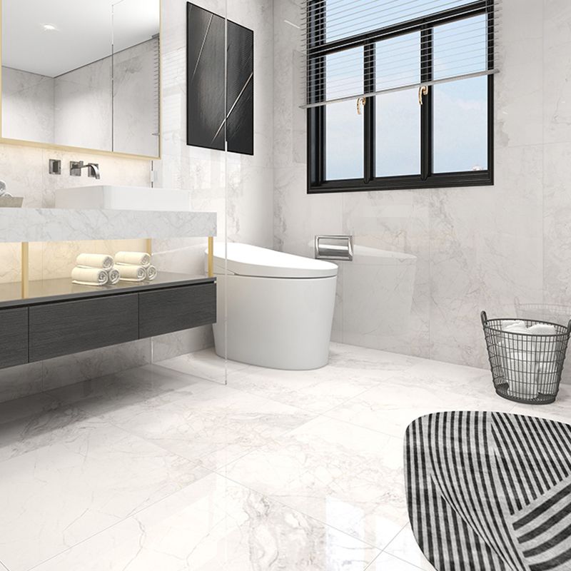 Rectangle White Singular Tile Marble Floor and Wall for Bathroom Clearhalo 'Floor Tiles & Wall Tiles' 'floor_tiles_wall_tiles' 'Flooring 'Home Improvement' 'home_improvement' 'home_improvement_floor_tiles_wall_tiles' Walls and Ceiling' 1200x1200_a13366ec-df07-44cc-b5f1-632c498627f4