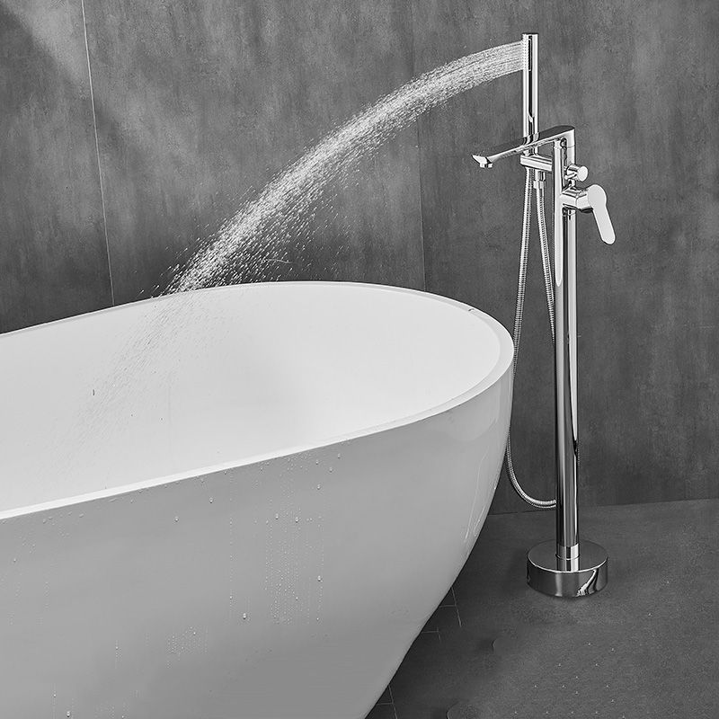 Modern Floor Mounted Freestanding Tub Filler Bronze Swivel Freestanding Faucet Clearhalo 'Bathroom Remodel & Bathroom Fixtures' 'Bathtub Faucets' 'bathtub_faucets' 'Home Improvement' 'home_improvement' 'home_improvement_bathtub_faucets' 1200x1200_a134335e-15f3-4892-8591-4f03b7280be2