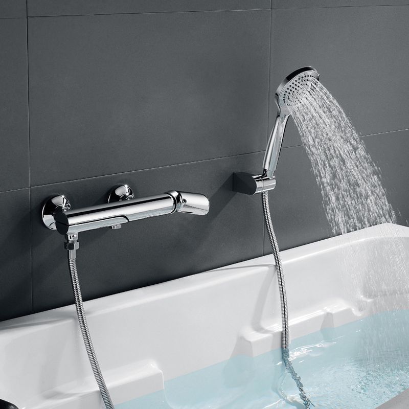 Contemporary Wall Mounted Copper Freestanding Tub Filler Single Handle Faucet Clearhalo 'Bathroom Remodel & Bathroom Fixtures' 'Bathtub Faucets' 'bathtub_faucets' 'Home Improvement' 'home_improvement' 'home_improvement_bathtub_faucets' 1200x1200_a16e3a20-7bd7-4b4a-b3a7-3be4b984b3f5
