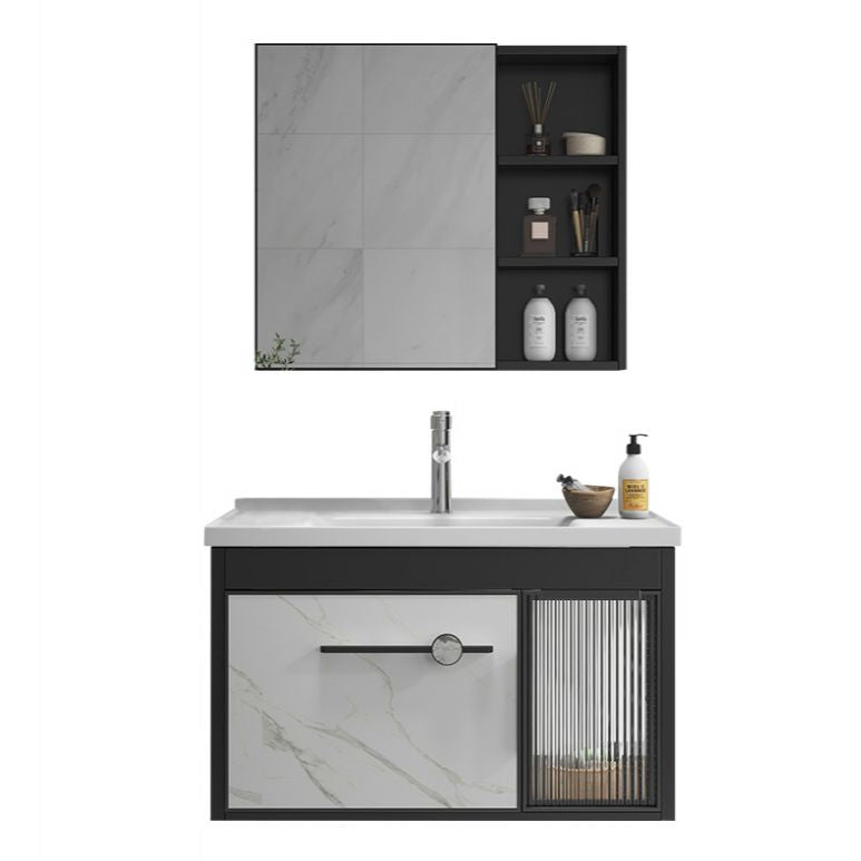Single Sink Metal Frame Vanity Modern Black Wall Mount Rectangular Vanity Set Clearhalo 'Bathroom Remodel & Bathroom Fixtures' 'Bathroom Vanities' 'bathroom_vanities' 'Home Improvement' 'home_improvement' 'home_improvement_bathroom_vanities' 1200x1200_a18ea64d-d1c7-4e3b-bce7-b2490e504f93