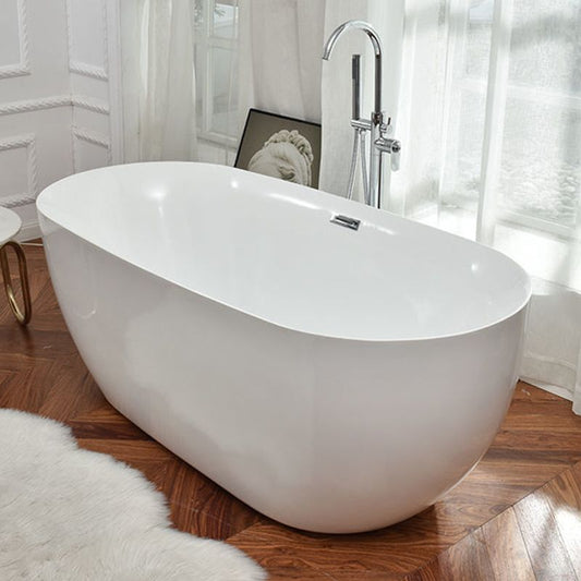 Freestanding Acrylic Bathtub White Modern Center Back to Wall Bath Clearhalo 'Bathroom Remodel & Bathroom Fixtures' 'Bathtubs' 'Home Improvement' 'home_improvement' 'home_improvement_bathtubs' 'Showers & Bathtubs' 1200x1200_a194404d-986c-4498-85c4-5fe0758f5739