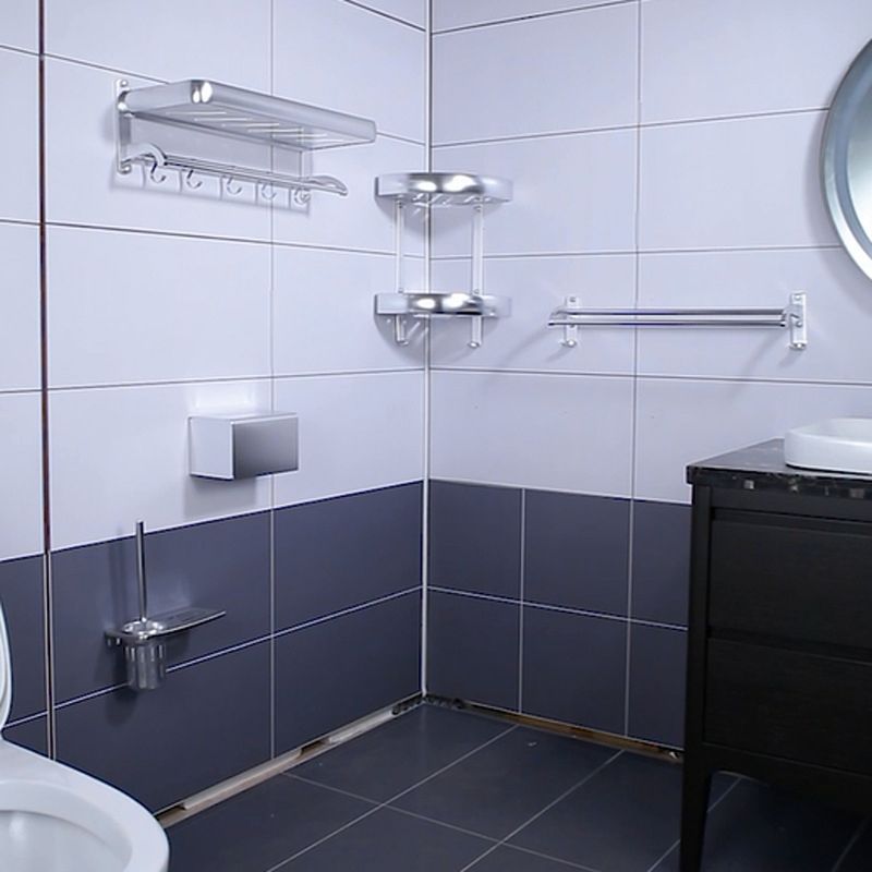 5-Piece Modern Bathroom Accessory Set with Bath Shelf/Towel Bar/Paper Holder Clearhalo 'Bathroom Hardware Sets' 'Bathroom Hardware' 'Bathroom Remodel & Bathroom Fixtures' 'bathroom_hardware_sets' 'Home Improvement' 'home_improvement' 'home_improvement_bathroom_hardware_sets' 1200x1200_a19840f6-5278-4c99-8821-fcc8bc976228