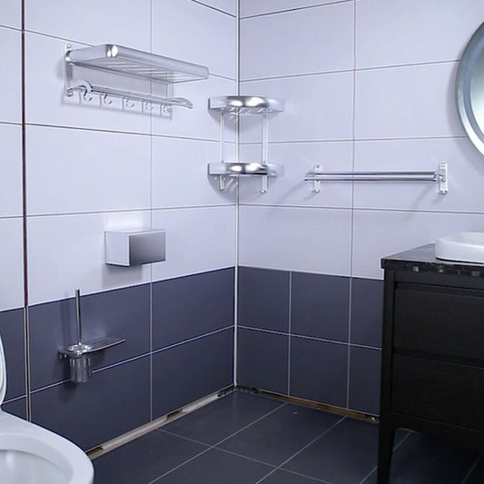 5-Piece Modern Bathroom Accessory Set with Bath Shelf/Towel Bar/Paper Holder Clearhalo 'Bathroom Hardware Sets' 'Bathroom Hardware' 'Bathroom Remodel & Bathroom Fixtures' 'bathroom_hardware_sets' 'Home Improvement' 'home_improvement' 'home_improvement_bathroom_hardware_sets' 1200x1200_a19840f6-5278-4c99-8821-fcc8bc976228