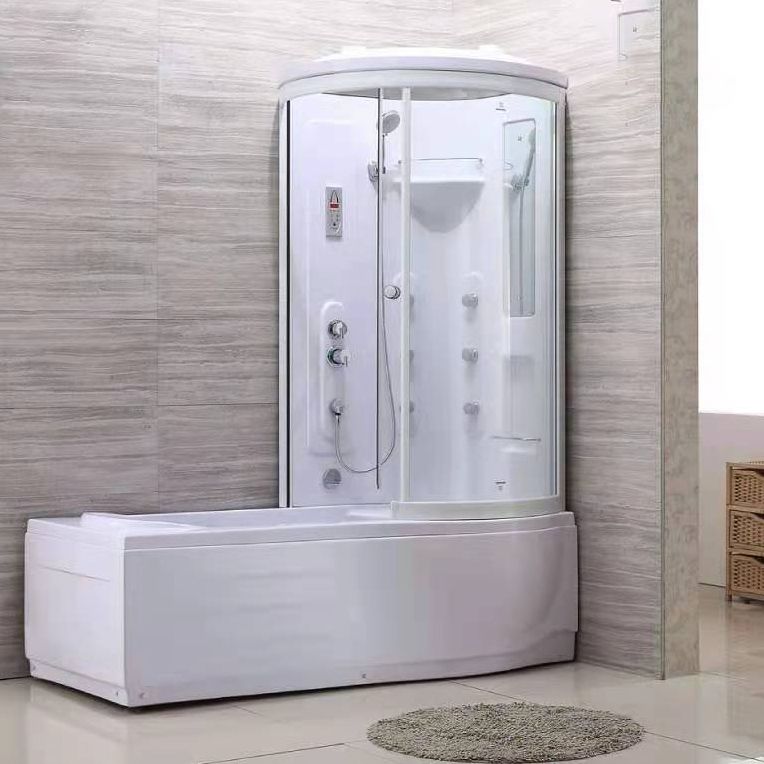 Neo-Round Tub & Shower Kit Tempered Glass Clear Tub & Shower Kit Clearhalo 'Bathroom Remodel & Bathroom Fixtures' 'Home Improvement' 'home_improvement' 'home_improvement_shower_stalls_enclosures' 'Shower Stalls & Enclosures' 'shower_stalls_enclosures' 'Showers & Bathtubs' 1200x1200_a1bb2f4d-b8b3-4025-b174-d358299503b1