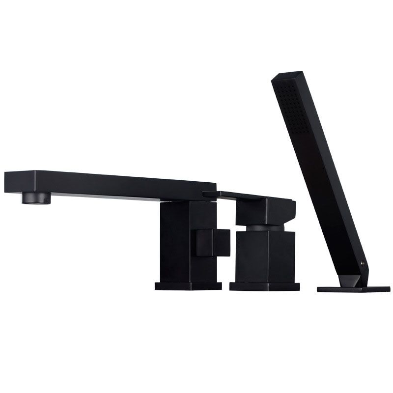 Modern Swivel Roman Tub Faucet Set Deck Mounted with Handheld Shower Clearhalo 'Bathroom Remodel & Bathroom Fixtures' 'Bathtub Faucets' 'bathtub_faucets' 'Home Improvement' 'home_improvement' 'home_improvement_bathtub_faucets' 1200x1200_a1c534ae-41f5-4b9d-a45a-b63253cbf186