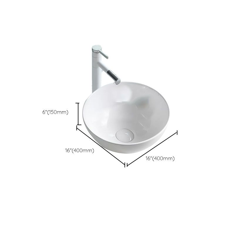 Bathroom Sink White Ceramic Faucet Single Handle Round Shape Sink Clearhalo 'Bathroom Remodel & Bathroom Fixtures' 'Bathroom Sinks & Faucet Components' 'Bathroom Sinks' 'bathroom_sink' 'Home Improvement' 'home_improvement' 'home_improvement_bathroom_sink' 1200x1200_a1da0f9c-ea3e-48e2-87b3-cd8e121b3d8e