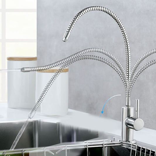 Farmhouse One Handle Kitchen Faucet High Arch Water Filler in Silver Clearhalo 'Home Improvement' 'home_improvement' 'home_improvement_kitchen_faucets' 'Kitchen Faucets' 'Kitchen Remodel & Kitchen Fixtures' 'Kitchen Sinks & Faucet Components' 'kitchen_faucets' 1200x1200_a1ece2ff-74e6-499c-925a-930a522c90a0