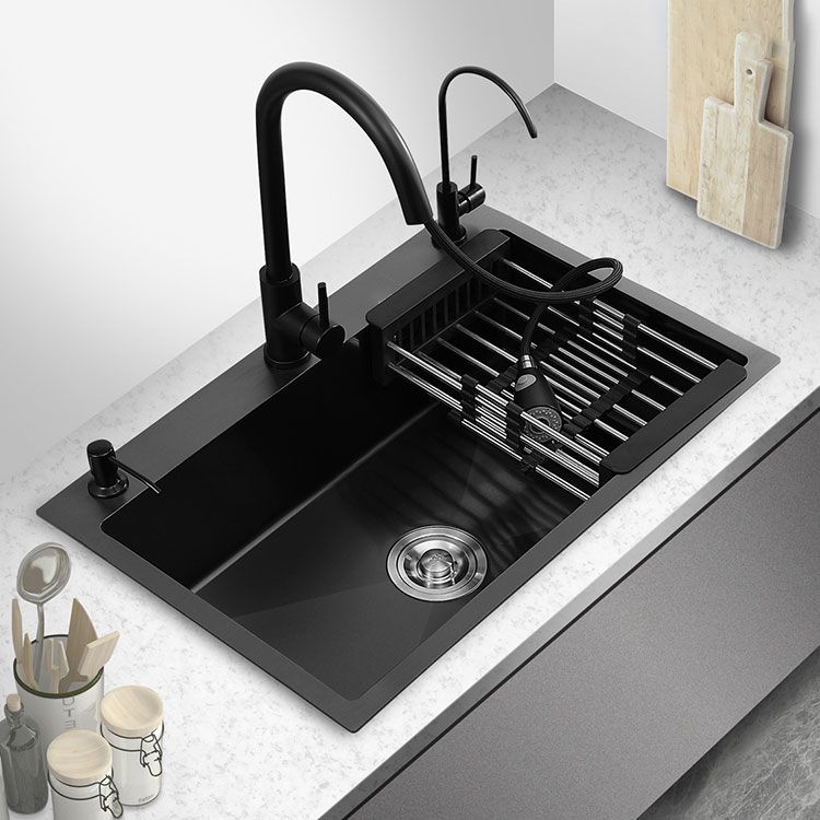 Stainless Steel Kitchen Sink Contemporary Style Single Bowl Kitchen Sink Clearhalo 'Home Improvement' 'home_improvement' 'home_improvement_kitchen_sinks' 'Kitchen Remodel & Kitchen Fixtures' 'Kitchen Sinks & Faucet Components' 'Kitchen Sinks' 'kitchen_sinks' 1200x1200_a1f2ba27-c787-4916-b7e7-387416e55de3
