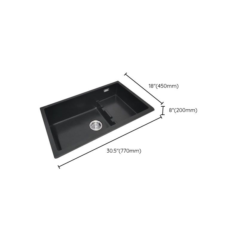 Rectangle Quartz Sink in Black Drop-In Kitchen Sink with Drain Assembly Clearhalo 'Home Improvement' 'home_improvement' 'home_improvement_kitchen_sinks' 'Kitchen Remodel & Kitchen Fixtures' 'Kitchen Sinks & Faucet Components' 'Kitchen Sinks' 'kitchen_sinks' 1200x1200_a1fc805d-7070-4f23-8e4a-b73d38a891f6
