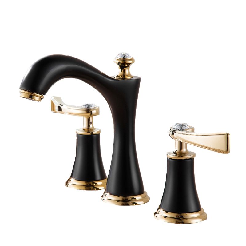Modern Vessel Faucet Brass 2 Handles Low Arc Vessel Faucet for Home Clearhalo 'Bathroom Remodel & Bathroom Fixtures' 'Bathroom Sink Faucets' 'Bathroom Sinks & Faucet Components' 'bathroom_sink_faucets' 'Home Improvement' 'home_improvement' 'home_improvement_bathroom_sink_faucets' 1200x1200_a203025f-5803-4489-8b4f-39c273e75b55