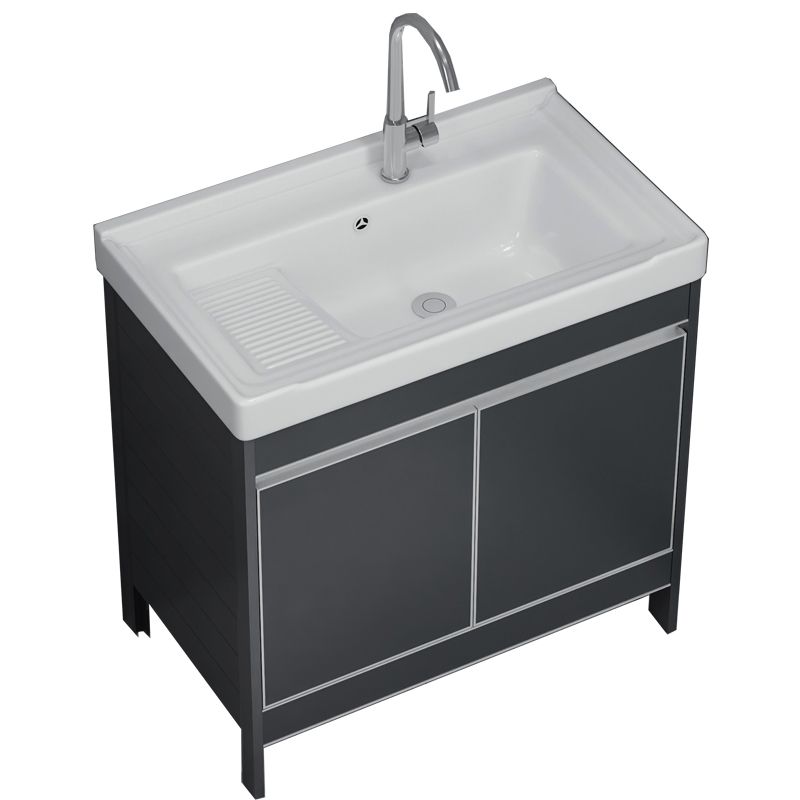 Freestanding Bathroom Vanity Space Aluminum Bathroom Vanity with Sink Clearhalo 'Bathroom Remodel & Bathroom Fixtures' 'Bathroom Vanities' 'bathroom_vanities' 'Home Improvement' 'home_improvement' 'home_improvement_bathroom_vanities' 1200x1200_a20fc2c3-388a-49f3-9d0e-2f81700c5813