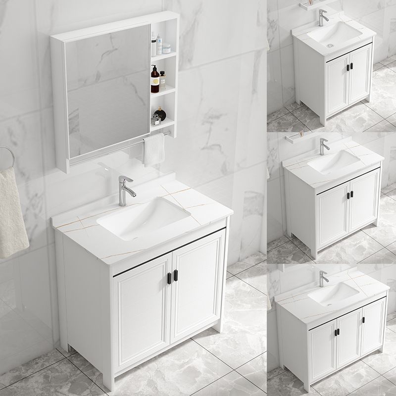 Rectangular Modern Bathroom Vanity White Stone Single Freestanding Vanity Set Clearhalo 'Bathroom Remodel & Bathroom Fixtures' 'Bathroom Vanities' 'bathroom_vanities' 'Home Improvement' 'home_improvement' 'home_improvement_bathroom_vanities' 1200x1200_a211177f-60ad-4ab8-850e-046766386620
