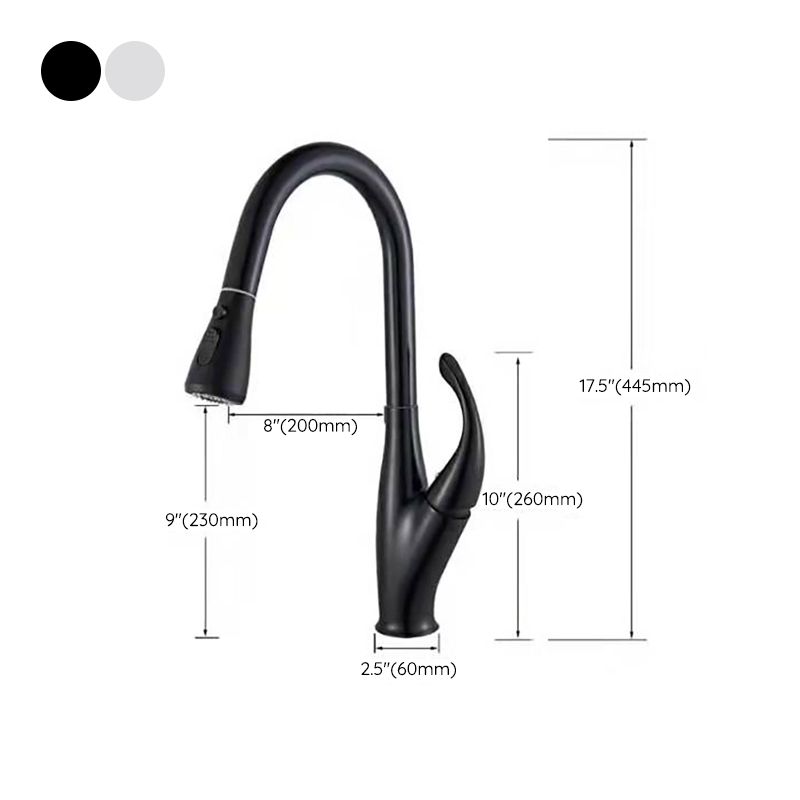 Modern 1-Handle Faucet Black/Silver Copper with Pull out Sprayer Faucet Clearhalo 'Home Improvement' 'home_improvement' 'home_improvement_kitchen_faucets' 'Kitchen Faucets' 'Kitchen Remodel & Kitchen Fixtures' 'Kitchen Sinks & Faucet Components' 'kitchen_faucets' 1200x1200_a212fd68-5e6b-4ec5-aff8-933413551bd3